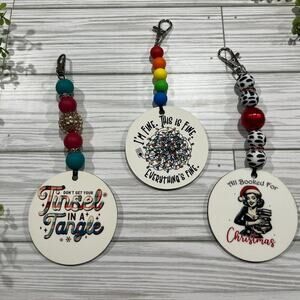 Festive Handmade Beaded Christmas Bag Charm Ornament for Women Gifts